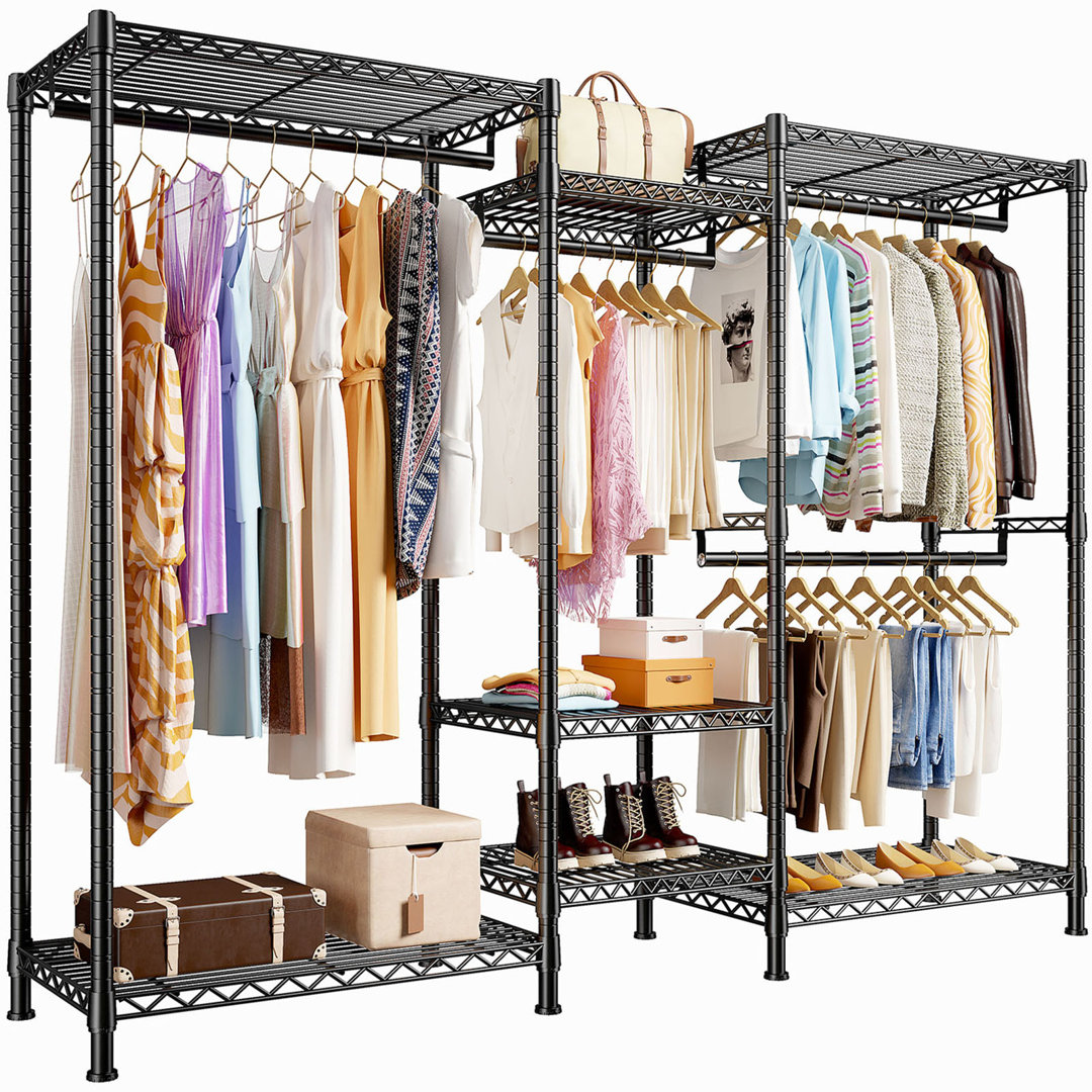 77" Metal Clothing Rack, Adjustable Garment Storage